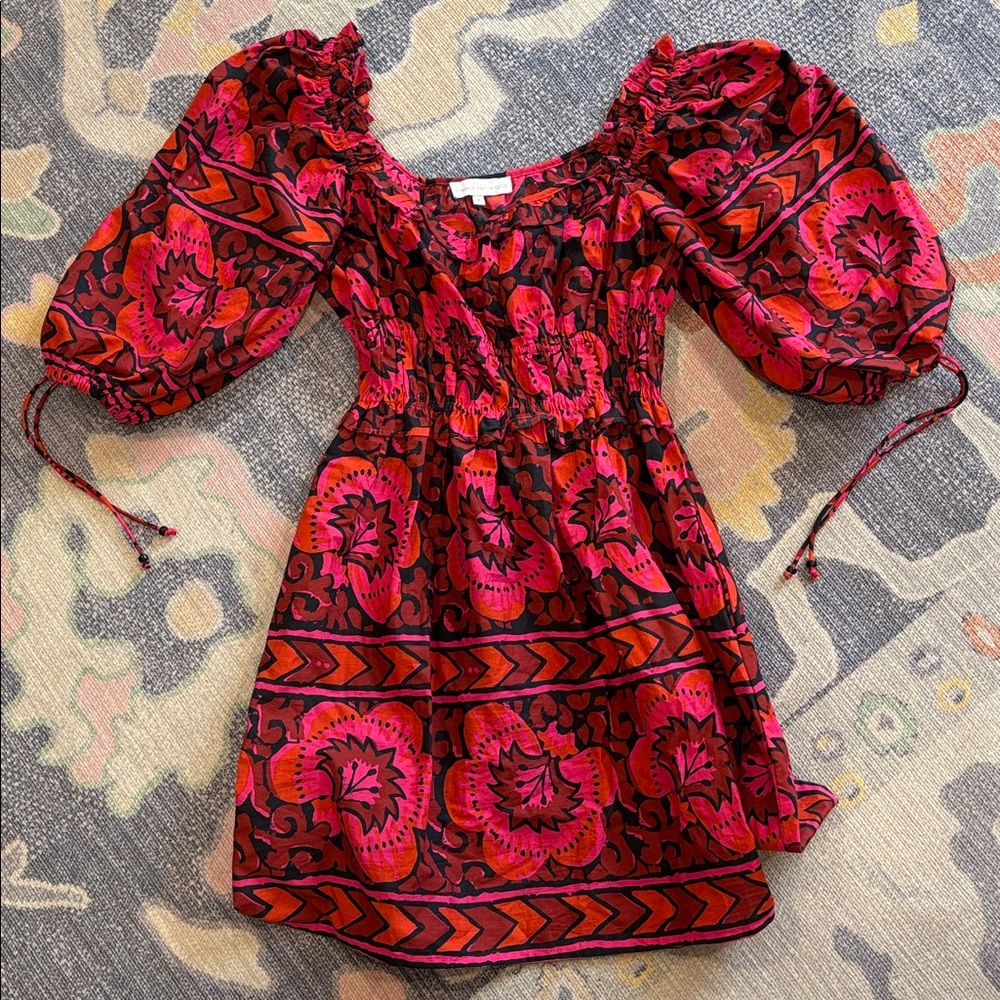 Vibrant Red and Pink Floral Dress
